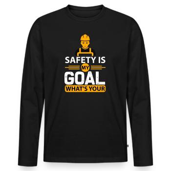 Security is my goal saying work - Men's Premium Organic Long Sleeve Shirt - black - Front - Nico (187cm)