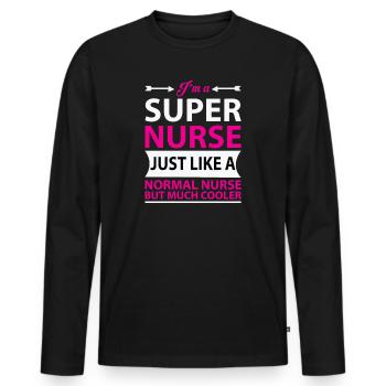 Krankenschwester Nurse Engel Spruch - Männer Premium Bio Langarmshirt - Schwarz - Vorne - Nico (187cm)