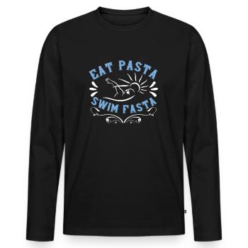 Swimming water saying swimmer - Men's Premium Organic Long Sleeve Shirt - black - Front - Nico (187cm)