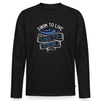 Swimming water saying swimmer - Men's Premium Organic Long Sleeve Shirt - black - Front - Nico (187cm)