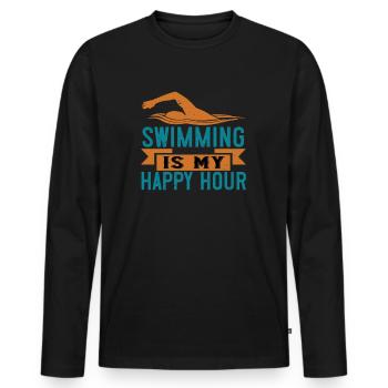 Swimming water saying swimmer - Men's Premium Organic Long Sleeve Shirt - black - Front - Nico (187cm)