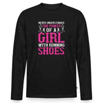 Running Jogging Running Sport Hobby - Men's Premium Organic Long Sleeve Shirt - black - Front - Nico (187cm)