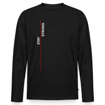 Bleiben Sie stark - Männer Premium Bio Langarmshirt - Schwarz - Vorne - Nico (187cm)