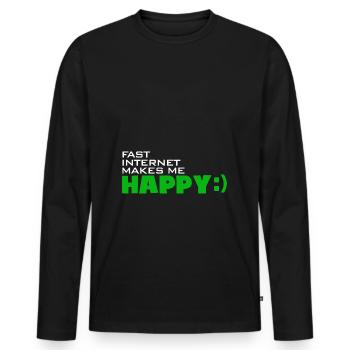 Internet fast-internet makes me happy - Heureux rapide - T-shirt manches longues Premium bio Homme - noir - Devant - Nico (187cm)