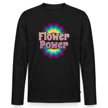 Flower Power Flower Power - Men's Premium Organic Long Sleeve Shirt - black - Front - Nico (187cm)