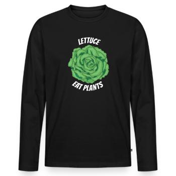 Salat essen Pflanzen Lustig Vegan - Männer Premium Bio Langarmshirt - Schwarz - Vorne - Nico (187cm)
