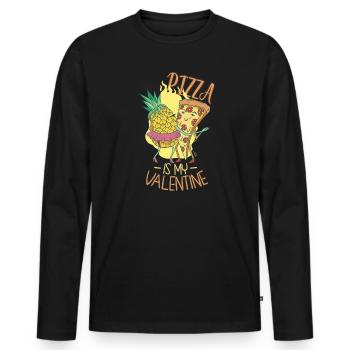 La pizza est ma Saint-Valentin - T-shirt manches longues Premium bio Homme - noir - Devant - Nico (187cm)