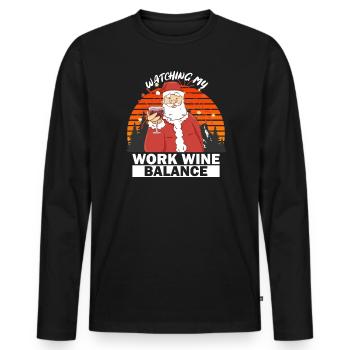 Christmas Work Wine Balance Drunk Santa Claus - Men's Premium Organic Long Sleeve Shirt - black - Front - Nico (187cm)