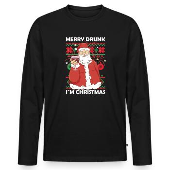 Merry Drunk Im Christmas Funny Santa Claus - Männer Premium Bio Langarmshirt - Schwarz - Vorne - Nico (187cm)
