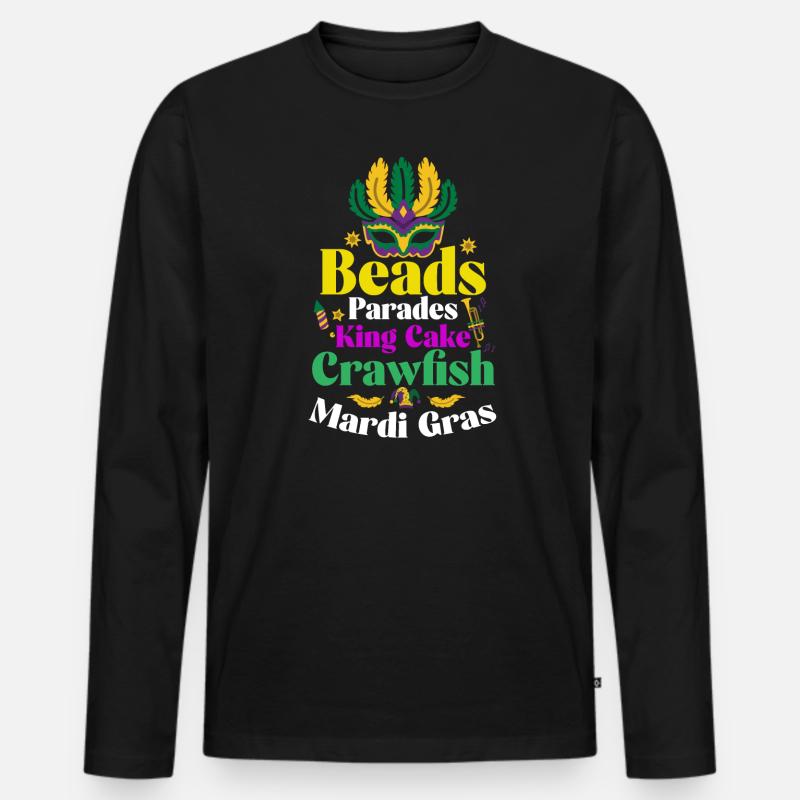 Perlen-Paraden Kingcake Mardi Gras - Männer Premium Bio Langarmshirt - Schwarz