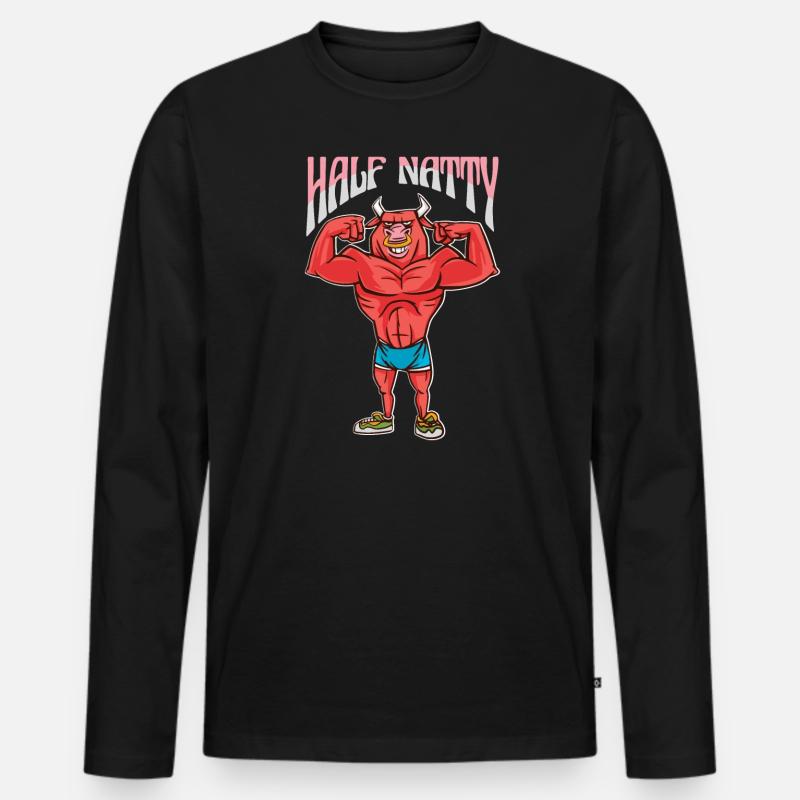 Half Natty Bodybuilder - Männer Premium Bio Langarmshirt - Schwarz