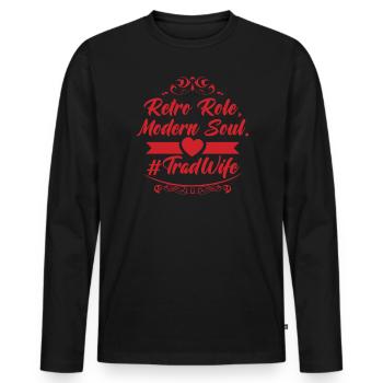 Tradwife Stay At Home Mom Christian Wife - Men's Premium Organic Long Sleeve Shirt - black - Front - Nico (187cm)