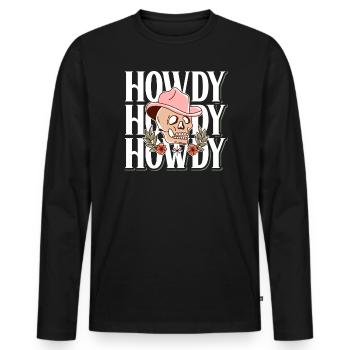 Howdy Western Vibes Country Ranch Life Rodéo - T-shirt manches longues Premium bio Homme - noir - Devant - Nico (187cm)