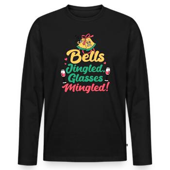 Betrunkene Weihnachten Lustiges Zitat Weinliebhaber Mama beschwipst - Männer Premium Bio Langarmshirt - Schwarz - Vorne - Nico (187cm)