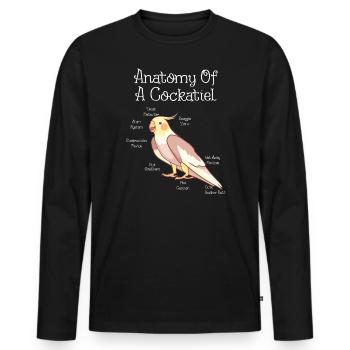 Anatomie d’un ornithologue ornithologue nerd calopsitte - T-shirt manches longues Premium bio Homme - noir - Devant - Nico (187cm)
