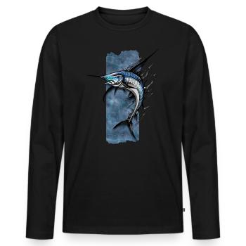 Souverain dentelé : le glissement royal de l’espadon - T-shirt manches longues Premium bio Homme - noir - Devant - Nico (187cm)