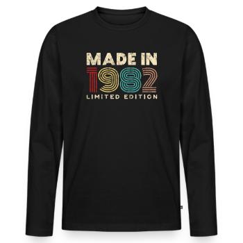 Fabriqué en vintage 1982 cadeau d’anniversaire 40 ans - T-shirt manches longues Premium bio Homme - noir - Devant - Nico (187cm)
