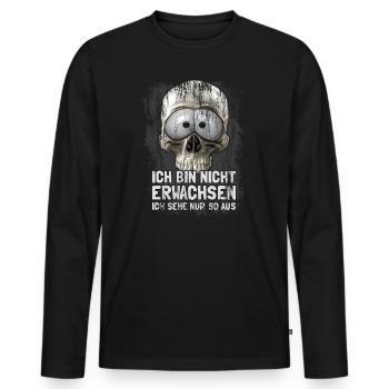 ich bin nicht erwachsen - Männer Premium Bio Langarmshirt - Schwarz - Vorne - Nico (187cm)