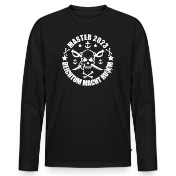 Master 2023 Piraten Design - Männer Premium Bio Langarmshirt - Schwarz - Vorne - Nico (187cm)