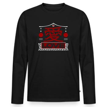 Japan Love Kanji - T-shirt manches longues Premium bio Homme - noir - Devant - Nico (187cm)