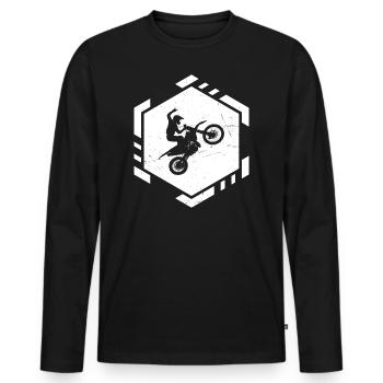 Dirt Bike Women's Supermoto Dirt Biker Dirt Bike - Men's Premium Organic Long Sleeve Shirt - black - Front - Nico (187cm)