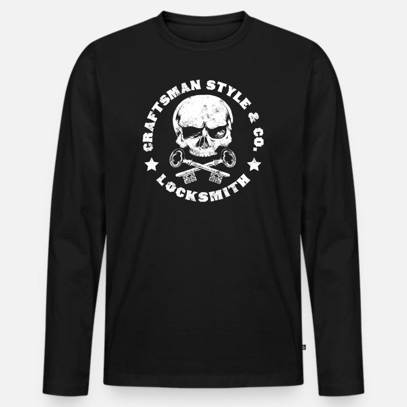 Schlosser Abzeichen - Männer Premium Bio Langarmshirt - Schwarz