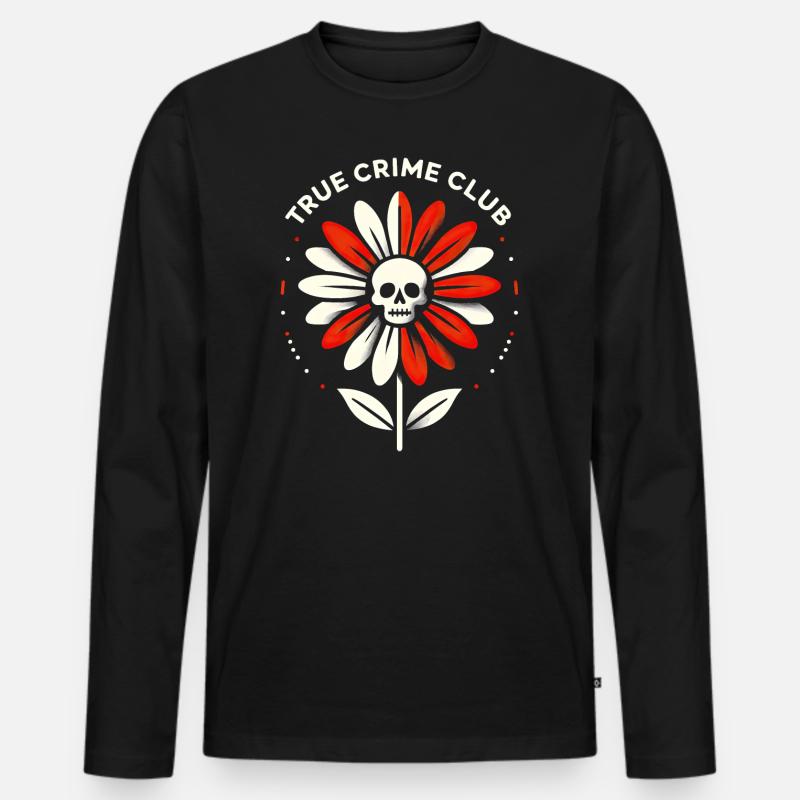 Skull Bloom Rätsel - Männer Premium Bio Langarmshirt - Schwarz