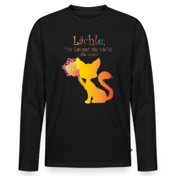 Lächle Du kannst sie nicht alle töten, Geschenk - Männer Premium Bio Langarmshirt - Schwarz - Vorne - Nico (187cm)