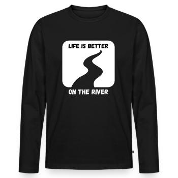 Life is better on the river - Kajak Design - Männer Premium Bio Langarmshirt - Schwarz - Vorne - Nico (187cm)