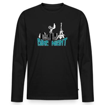 Fahrradnacht in Paris - Männer Premium Bio Langarmshirt - Schwarz - Vorne - Nico (187cm)