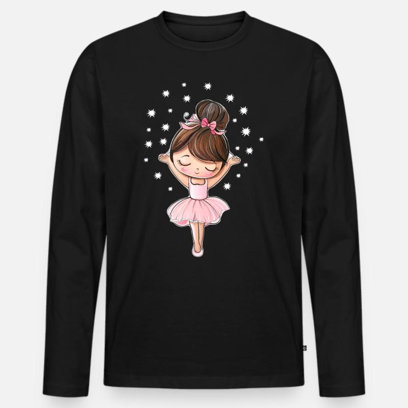 Ballerina mit Sternen - Männer Premium Bio Langarmshirt - Schwarz