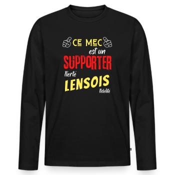 Lens Football supporter Lensois fier foot sang or - T-shirt manches longues Premium bio Homme - noir - Devant - Nico (187cm)
