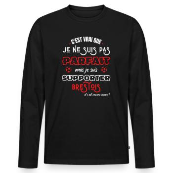 Brest football Parfait supporter Brestois Humour - T-shirt manches longues Premium bio Homme - noir - Devant - Nico (187cm)