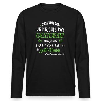 Humour Parfait supporter Stéphanois maillot foot - T-shirt manches longues Premium bio Homme - noir - Devant - Nico (187cm)