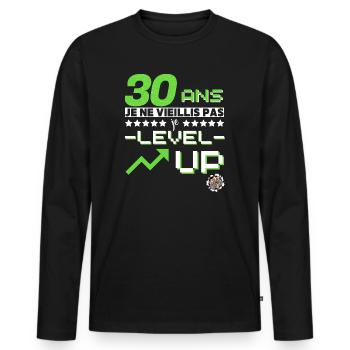 Cadeau anniversaire gamer 30 ans humour original - T-shirt manches longues Premium bio Homme - noir - Devant - Nico (187cm)