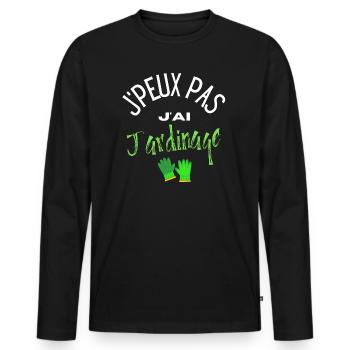 Jardinage humour drôle cadeau jardinier potager - T-shirt manches longues Premium bio Homme - noir - Devant - Nico (187cm)