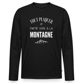 Montagne humour cadeau ski altitude randonnée - T-shirt manches longues Premium bio Homme - noir - Devant - Nico (187cm)
