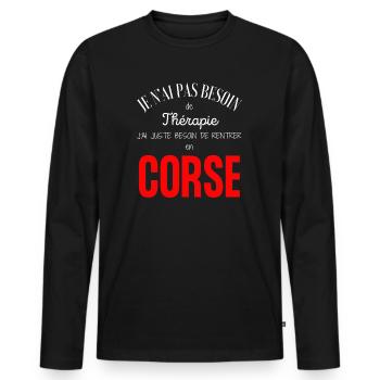 Corse Humour Cadeau Corse fier Corsica mon île - T-shirt manches longues Premium bio Homme - noir - Devant - Nico (187cm)