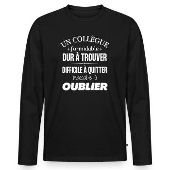 Idée cadeau collègue formidable départ collègue - T-shirt manches longues Premium bio Homme - noir - Devant - Nico (187cm)