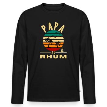 Humour papa au rhum idée cadeau papa original - T-shirt manches longues Premium bio Homme - noir - Devant - Nico (187cm)