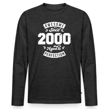 Vintage 2000 birthday - retro 2000 - Men's Premium Organic Long Sleeve Shirt - heather anthracite - Front - Nico (187cm)