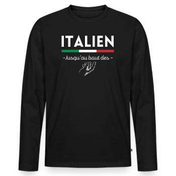 Homme humour italien parfait cadeau italien drôle - T-shirt manches longues Premium bio Homme - noir - Devant - Nico (187cm)