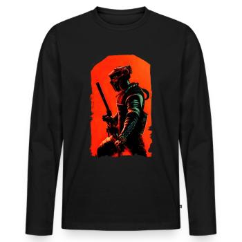 Steampunk Samurai - Männer Premium Bio Langarmshirt - Schwarz - Vorne - Nico (187cm)