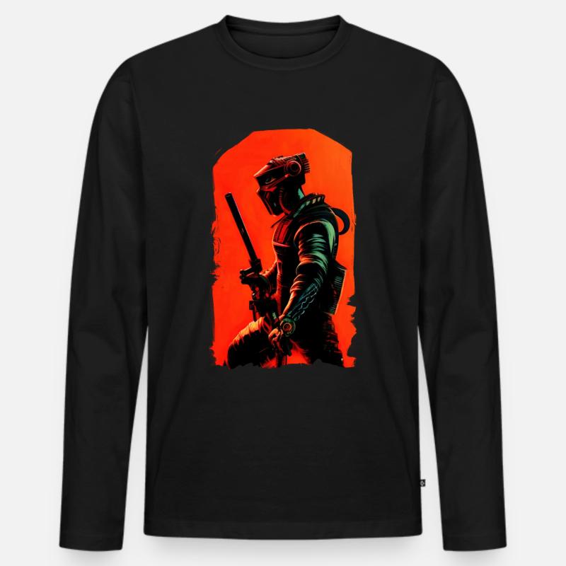 Steampunk Samurai - Männer Premium Bio Langarmshirt - Schwarz