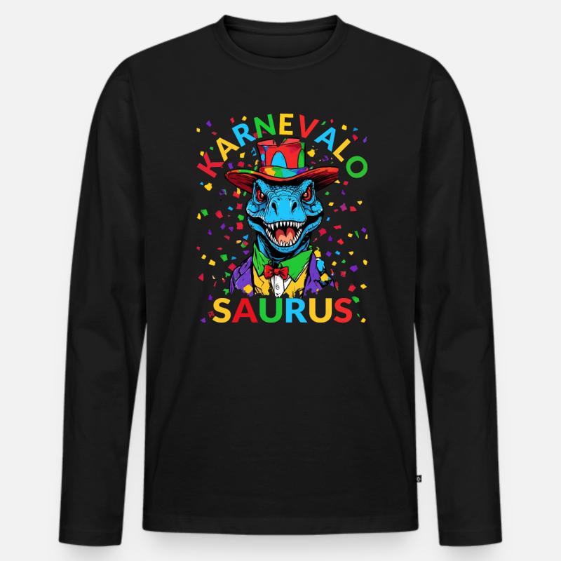 Kölner Karneval Dinosaurier Dino Kostüm T-Rex - Männer Premium Bio Langarmshirt - Schwarz