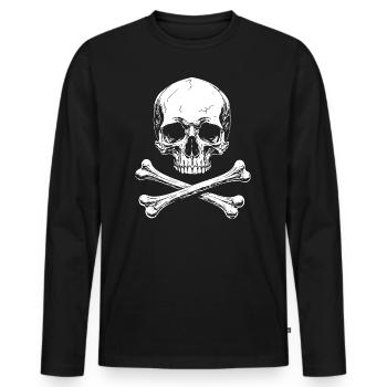 Classic skull with crossed bones - Men's Premium Organic Long Sleeve Shirt - black - Front - Nico (187cm)