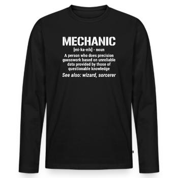 Mechanic Definition Noun Funny Mechanic T-shirt - Men's Premium Organic Long Sleeve Shirt - black - Front - Nico (187cm)