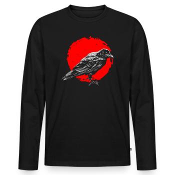 Occulte Corbeau Corbeau Corbeau Nordique Satanique - T-shirt manches longues Premium bio Homme - noir - Devant - Nico (187cm)
