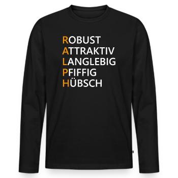 Ralph Name Geschenk - Männer Premium Bio Langarmshirt - Schwarz - Vorne - Nico (187cm)