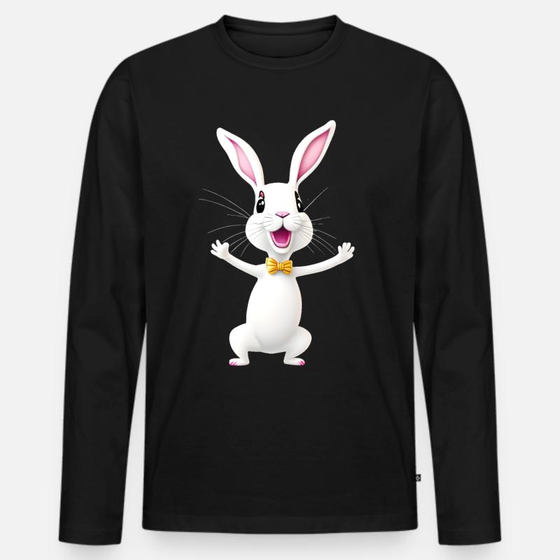 Lustiger Osterhase - Männer Premium Bio Langarmshirt - Schwarz